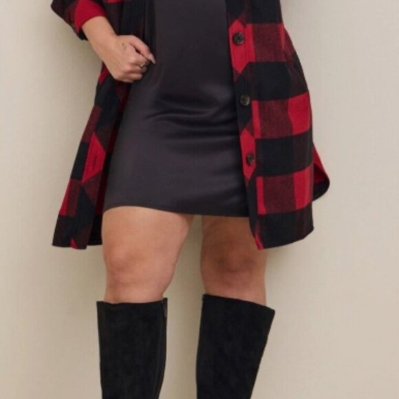 Torrid Wool Longline Buffalo Plaid Collared Shacket - Picture 2 of 10